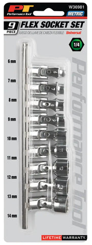 PERFORM TOOL W36981 9PC 1/4' DR. MET FLEX SKT