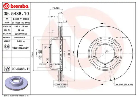 BREMBO 09548811C02 DISC BRAKE ROTOR