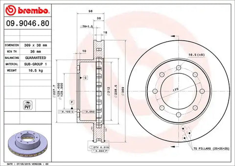 BREMBO 09904680C02 DISC BRAKE ROTOR