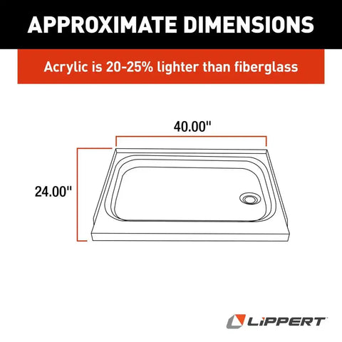 LIPPERT COMP 210379 WHITE 24X40 SHOWR PAN SPK