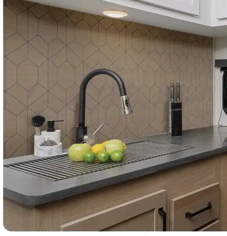 GENESIS PROD 494039 WOODEN OAK HEXAGON BACKSPLASH KIT 1