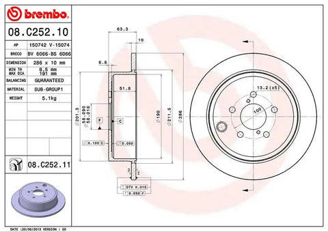 BREMBO 08C25211C02 DISC BRAKE ROTOR