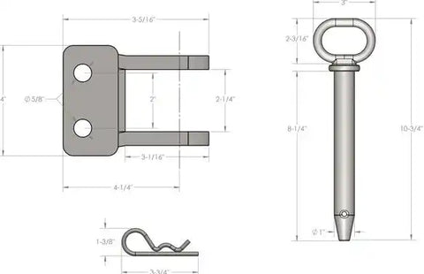 MED DUTY 2-TANG CLEVIS W/1' PIN