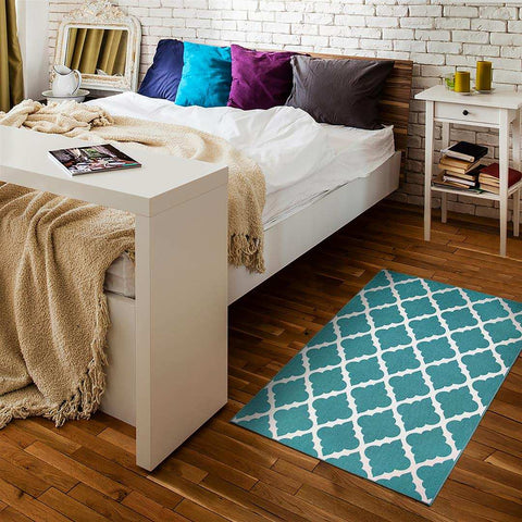 CRYSTAL ART 361456WEB MOROCCAN TRELLIS TEAL 3X5 WASHABLE