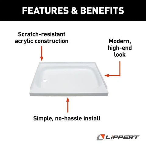 WHITE 24X32 LH SHOWER PAN
