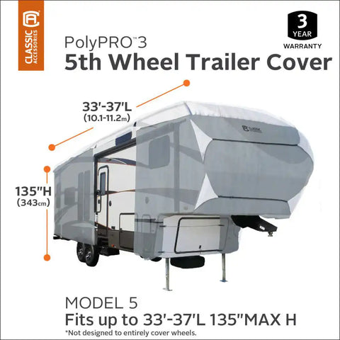 Classic Accessories (PolyPRO ™ 3)  80-349-183101-RT - PP3 5TH WH COVER 33-37'