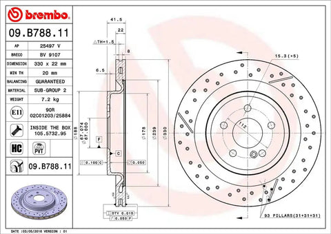 BREMBO 09B78811C02 DISC BRAKE ROTOR