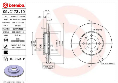 BREMBO 09C17311C02 DISC BRAKE ROTOR