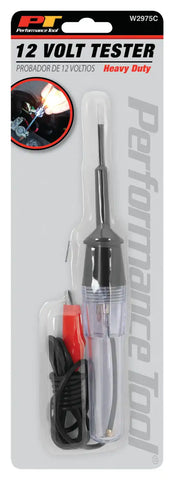 Performance Tool W2975C Circuit Tester; No Display; 12 Volts; With Alligator Clip