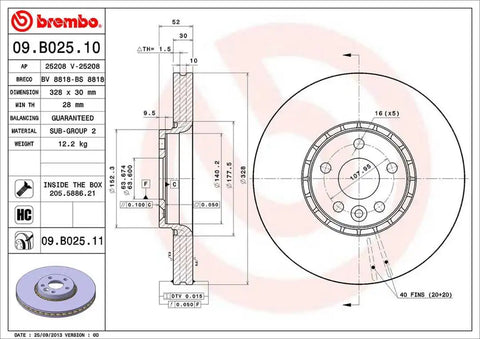 BREMBO 09B02511C02 DISC BRAKE ROTOR