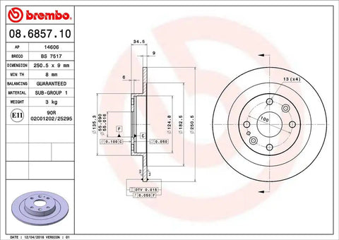 BREMBO 08685710C02 DISC BRAKE ROTOR