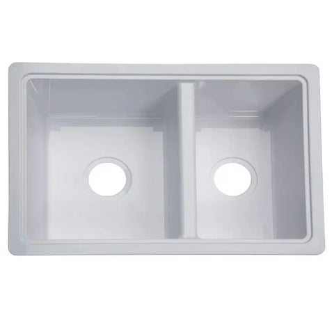25' X 17' DOUBLE BOWL SINK - WHITE