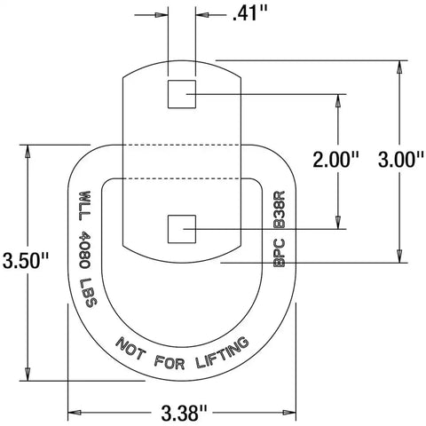 BUYERS PROD B38 D-RING 1/2INFORGED 2-1/2X2-3/8W/2HL
