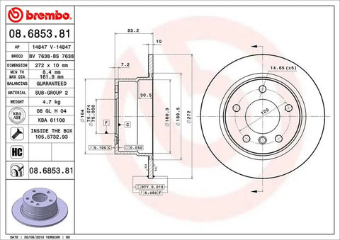 BREMBO 08685381C02 DISC BRAKE ROTOR