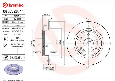 BREMBO 08D32611C02 DISC BRAKE ROTOR