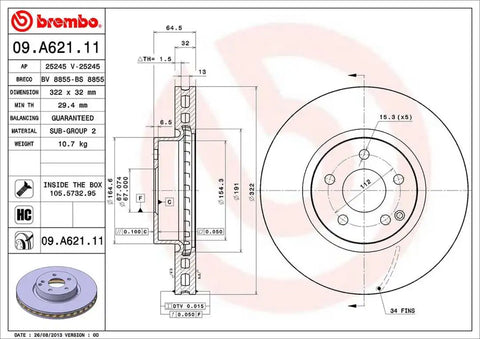 BREMBO 09A62111C02 DISC BRAKE ROTOR