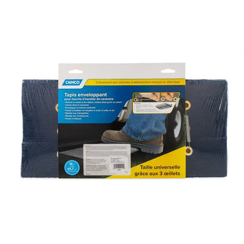 Camco 42924 Entry Step Rug Wrap Around Hook and Spring 18 Inch Width Blue Carpet