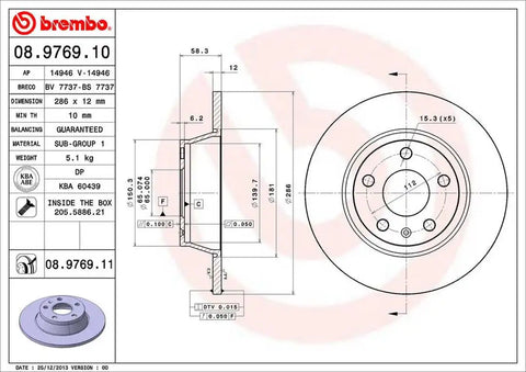 BREMBO 08976911C02 DISC BRAKE ROTOR