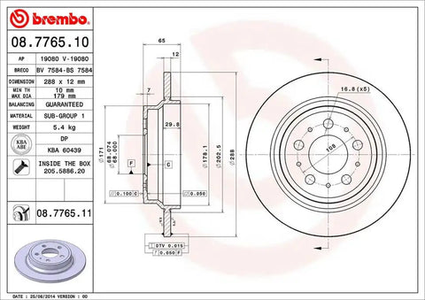 BREMBO 08776511C02 DISC BRAKE ROTOR