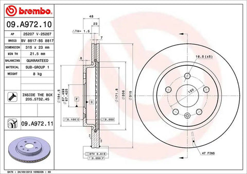 BREMBO 09A97211C02 DISC BRAKE ROTOR