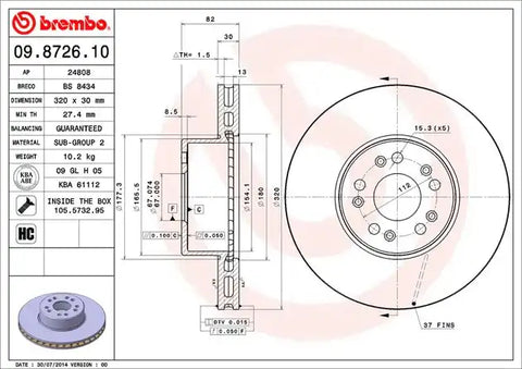 BREMBO 09872610C02 DISC BRAKE ROTOR