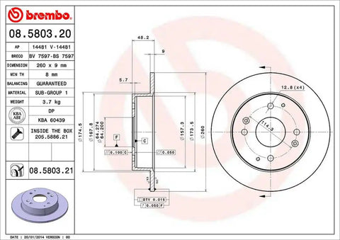 BREMBO 08580321C02 DISC BRAKE ROTOR