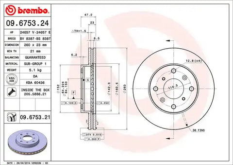 BREMBO 09675321C02 DISC BRAKE ROTOR