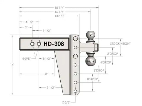 3.0' HEAVY DUTY 8' DROP/RISE