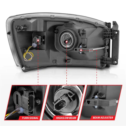 ANZO 111524 HL RAM 1500/3500 BLACK/CLEAR 06-09