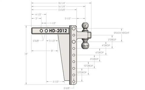 2.0' HEAVY DUTY 12' DROP/RISE