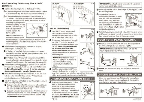 READY AMER MRV4000 40' TRAVEL TV WALL MOUNT