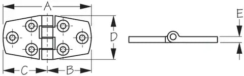 SEA DOG 205410-1 SS DOOR HINGE 1-1/2' X 3'