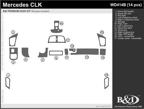 B & I WD414B-EC DASH KIT MERC SLK320
