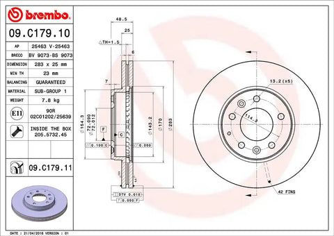 BREMBO 09C17911C02 DISC BRAKE ROTOR