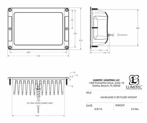 LUMITEC 101348 FLD LGHT MAXILLUME H120 FLUSH WHT.