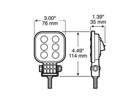 LED WORK LGT SQR PED MNTM  HARDWIRE