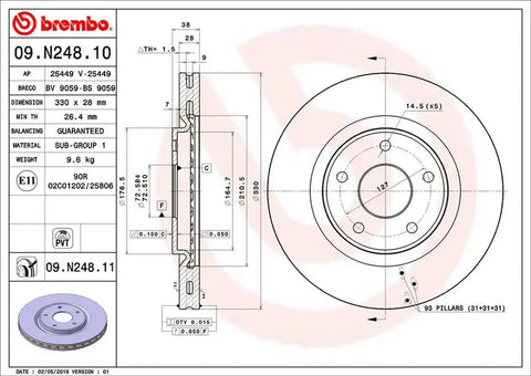 BREMBO 09N24811C02 DISC BRAKE ROTOR