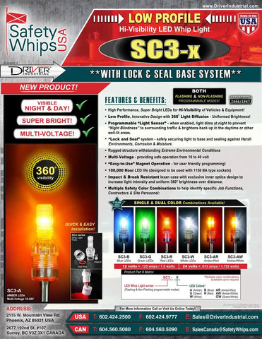 DRIVER IND. SC3-G SUPER BRIGHT GREEN LED WHIP LIGHT W