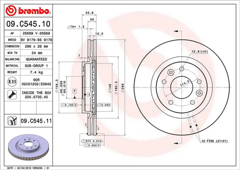 BREMBO 09C54511C02 DISC BRAKE ROTOR