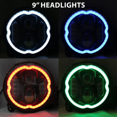 RACESPORT LT RS9RGBW 9IN LED RGBW CHASING HEADLIGHT KIT
