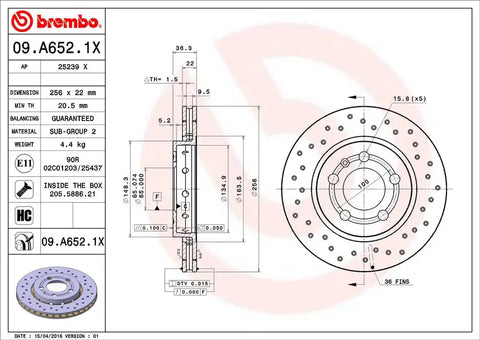 BREMBO 09A6521XC02 DISC BRAKE ROTOR