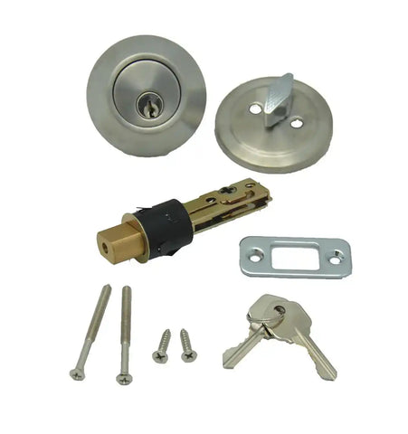 AP Products 013-222-SS Entry Door Lock Single Deadbolt With Keys Fits 2-3/8 Inch O