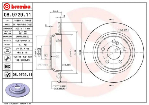 BREMBO 08972911C02 DISC BRAKE ROTOR
