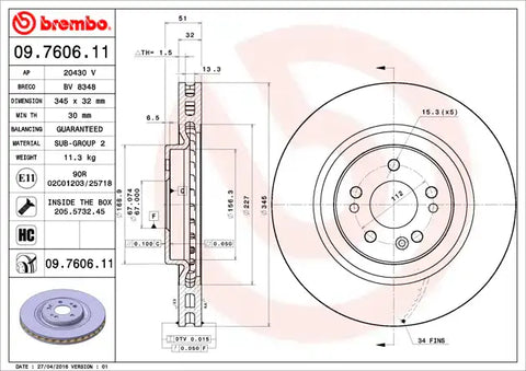 BREMBO 09760611C02 DISC BRAKE ROTOR