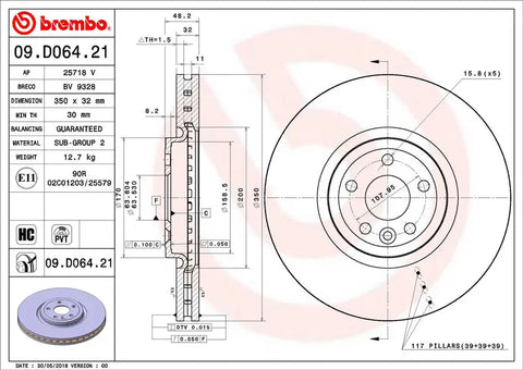 BREMBO 09D06421C02 DISC BRAKE ROTOR