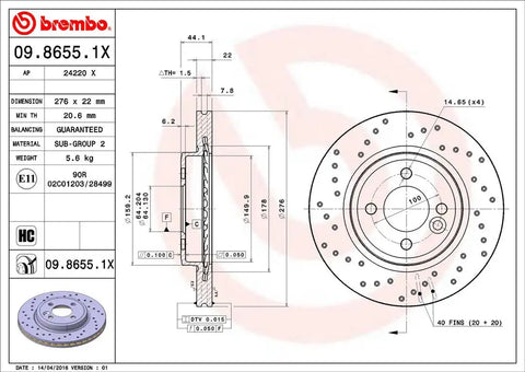 BREMBO 0986551XC02 DISC BRAKE ROTOR
