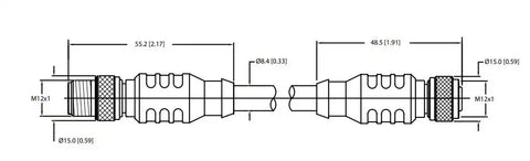 MARETRON DM-DB1-DF-04.0 MID DOUBLE-ENDED CORDSET 4M BLUE