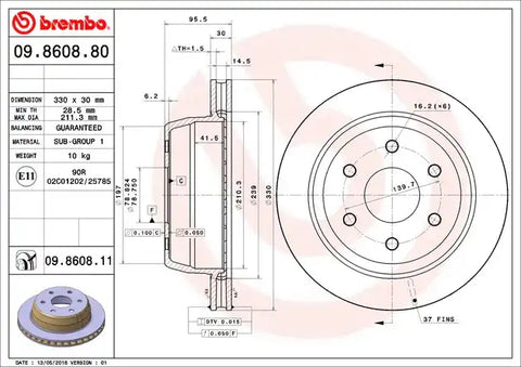 BREMBO 09860881C02 DISC BRAKE ROTOR