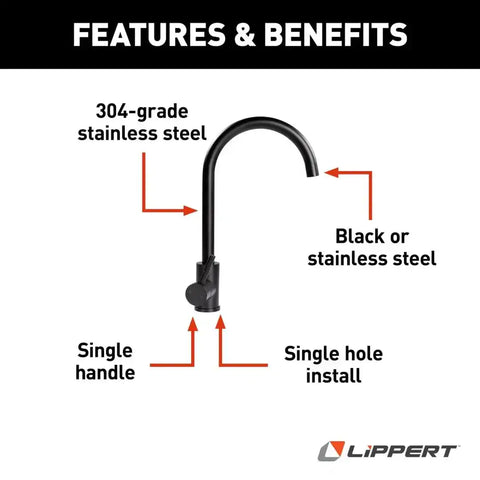 CURVED GOOSENECK FAUCET-BLACK MATTE