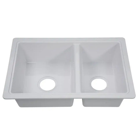 25' X 17' DOUBLE BOWL SINK - WHITE